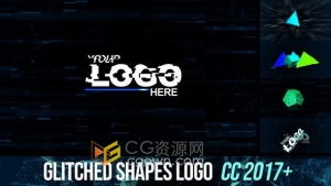 4K分辨率毛刺闪动3D形状元素RGB分割分形故障LOGO片头动画-AE模板