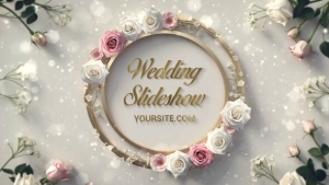 【AE模板】浪漫奢华优雅气息婚礼幻灯片动画(含模板音乐) Luxurious 3D Rose Frame Wedding Invitation Slideshow